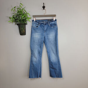 Blank NYC Jeans Kick Boot Low Rise Cropped Twisted Seam Frayed Medium Wash 28